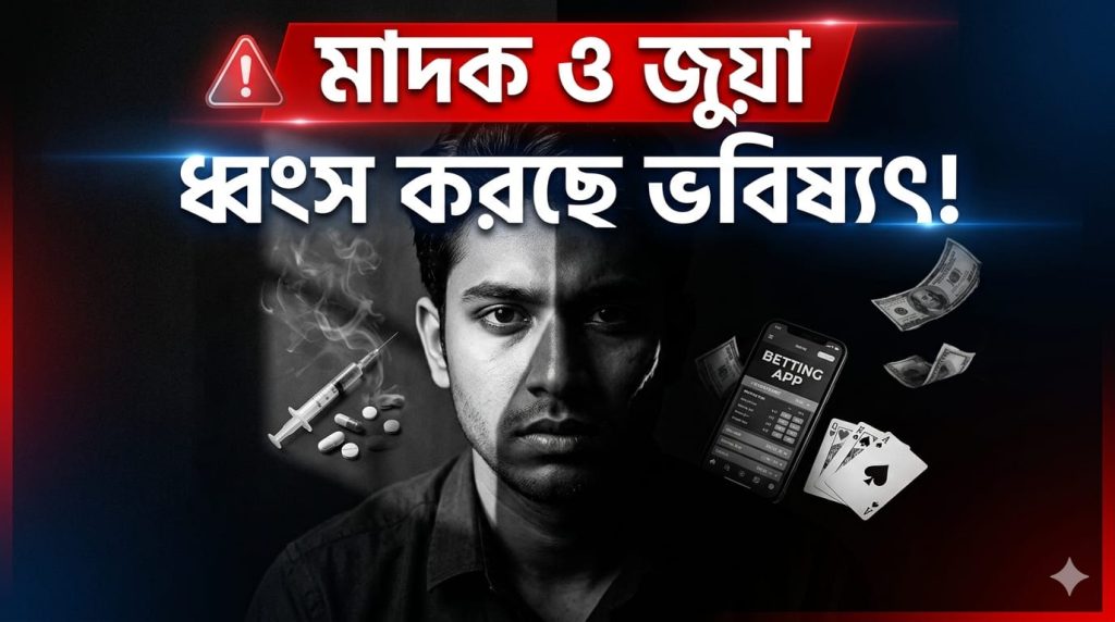 বাংলাদেশে মাদক ও জুয়ার কারণে ক্ষতিগ্রস্ত যুবসমাজের প্রতীকী চিত্র